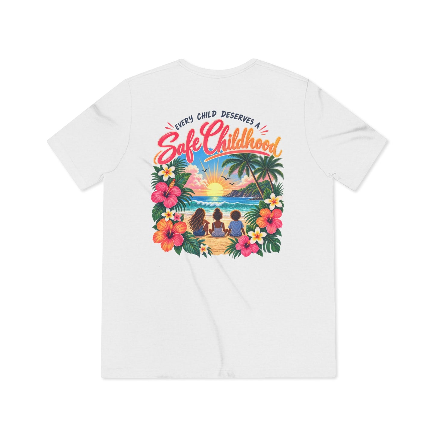 'Every Child Deserves a Safe Childhood' Tropical Sunset Unisex Shirt