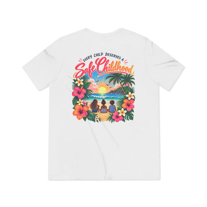'Every Child Deserves a Safe Childhood' Tropical Sunset Unisex Shirt