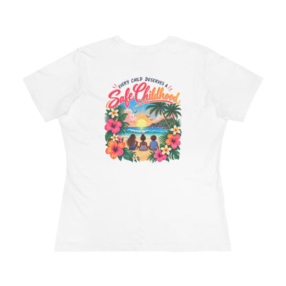 'Every Child Deserves a Safe Childhood' Tropical Sunset Women's Shirt