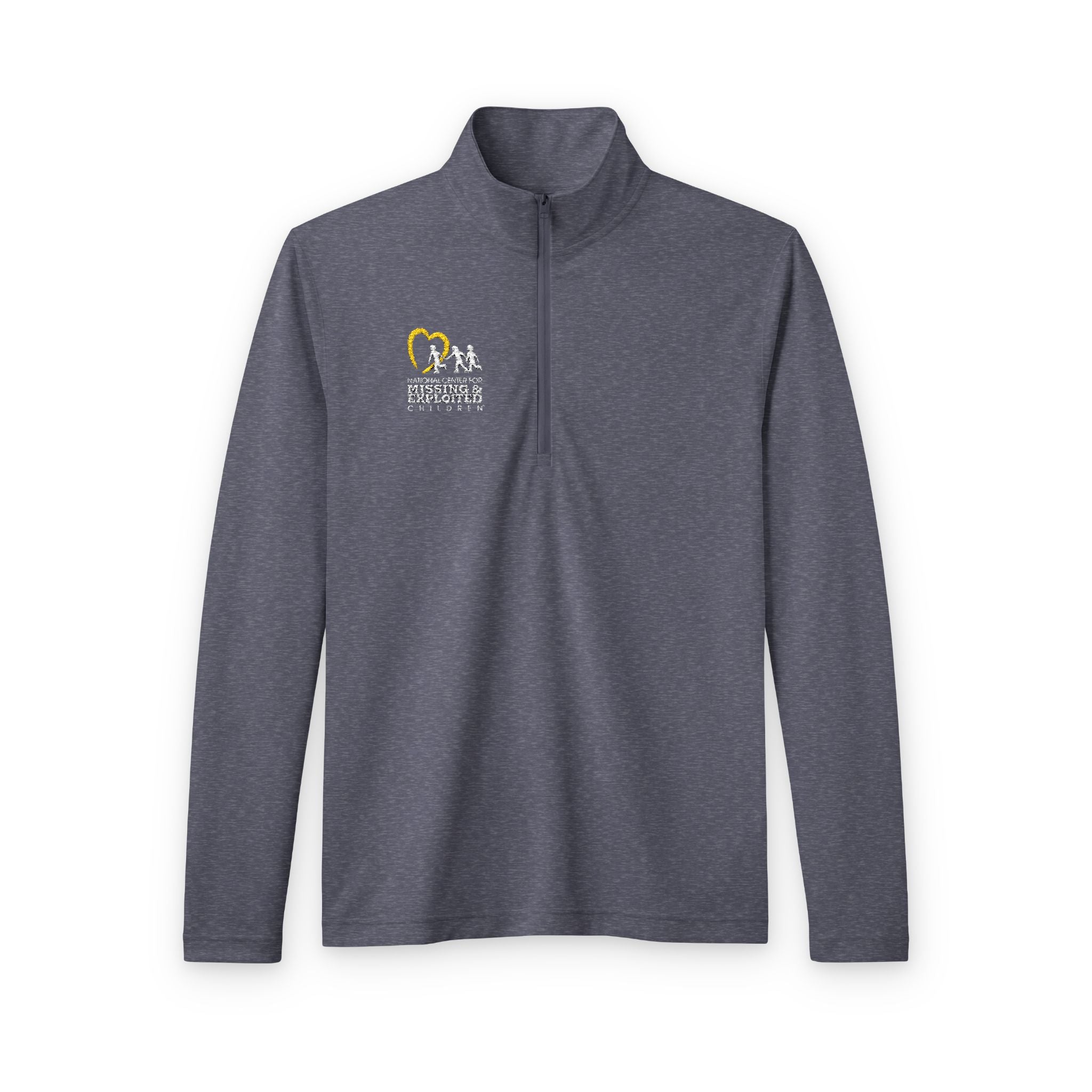 Embroidered NCMEC Quarter-Zip Pullover — Men's Tri-Blend Wicking