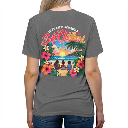 'Every Child Deserves a Safe Childhood' Tropical Sunset Unisex Shirt
