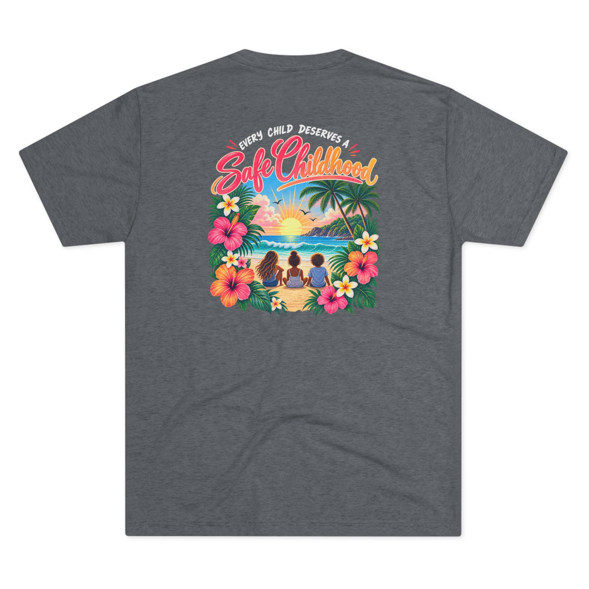 'Every Child Deserves a Safe Childhood' Tropical Sunset Unisex Shirt