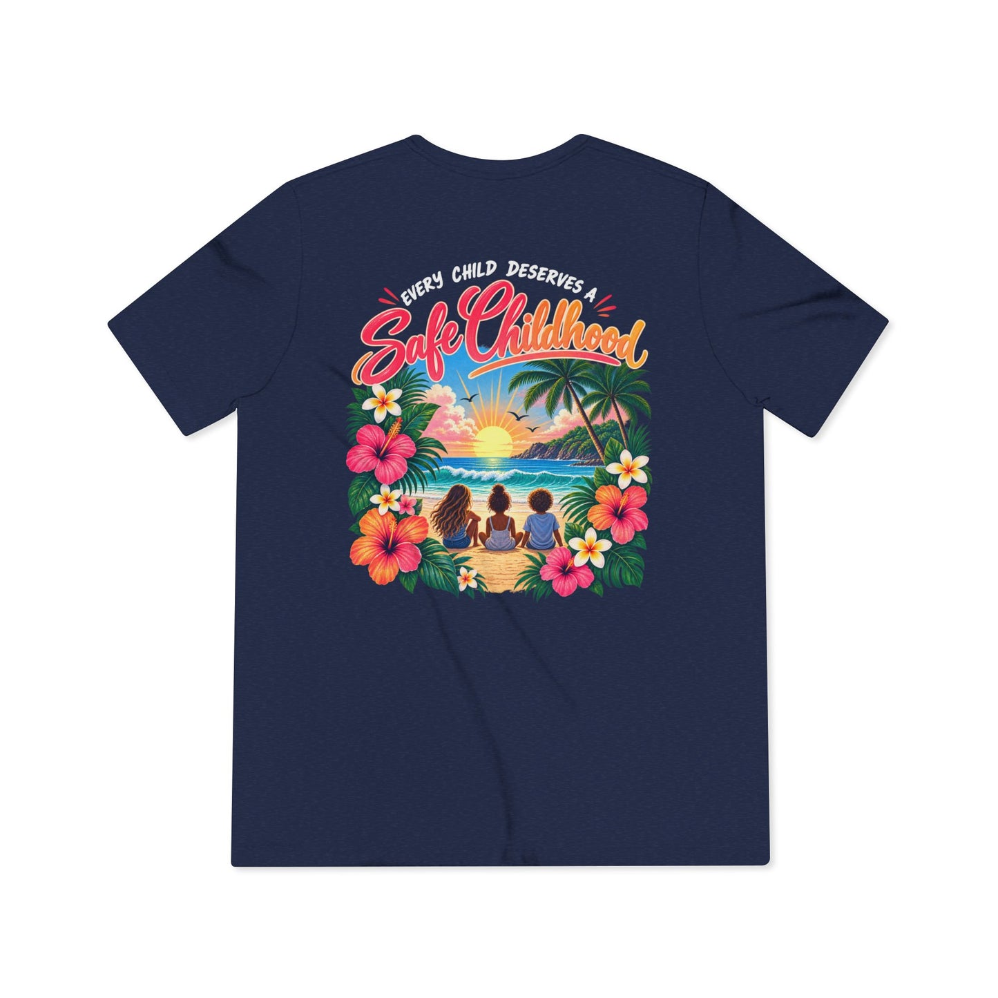 'Every Child Deserves a Safe Childhood' Tropical Sunset Unisex Shirt