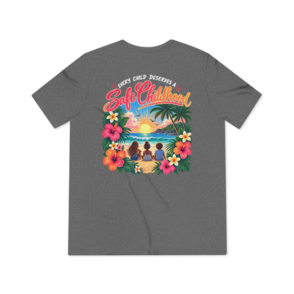 'Every Child Deserves a Safe Childhood' Tropical Sunset Unisex Shirt
