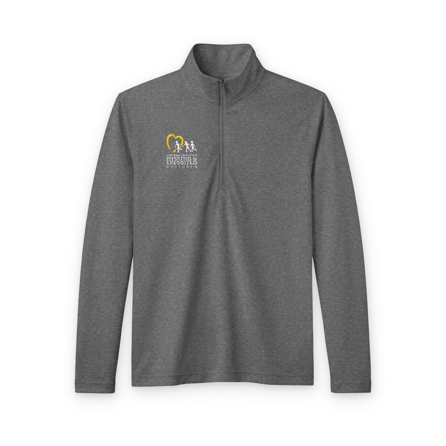 Embroidered NCMEC Quarter-Zip Pullover — Men's Tri-Blend Wicking Athletic Pullover
