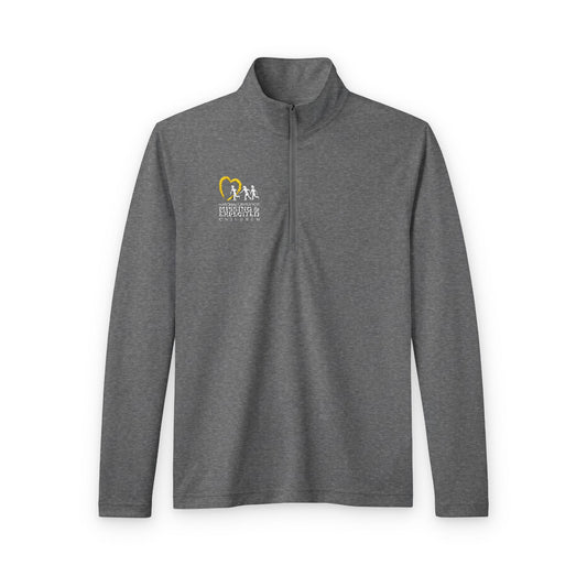 Embroidered NCMEC Quarter-Zip Pullover — Men's Tri-Blend Wicking Athletic Pullover
